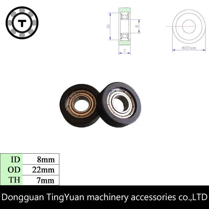 ID8* 22*7 мм полиуретан ПУ 688RS шарикоподшипник ТПУ резиновая Мягкая низким уровнем шума двери роликовые колеса шкив обмен рассчитывать машина подшипника