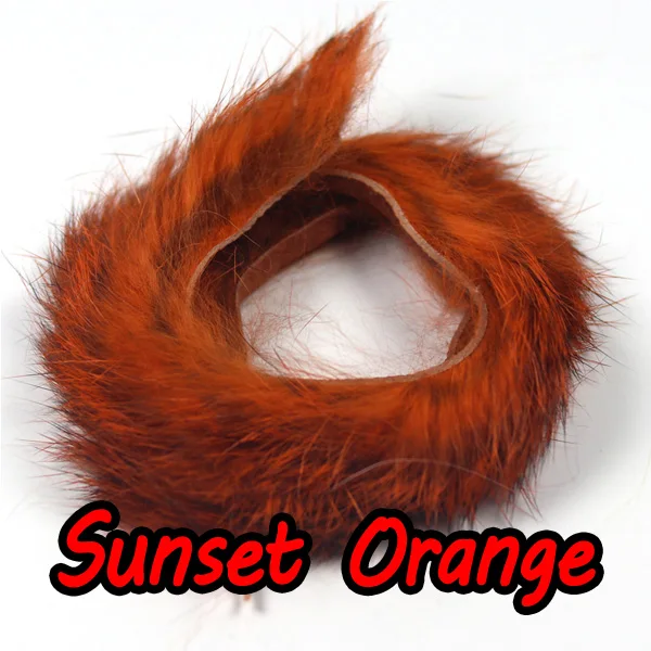 2 шт 5 мм широкий Кролик Мех заяц Zonker полоски для завязывания мух материал стример Рыбалка мух решений - Цвет: sunset orange