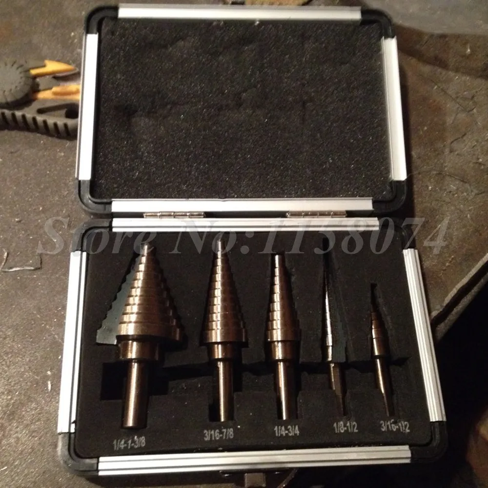5pc cobalt Industrial Fraise Bit Set dans boîtier en aluminium