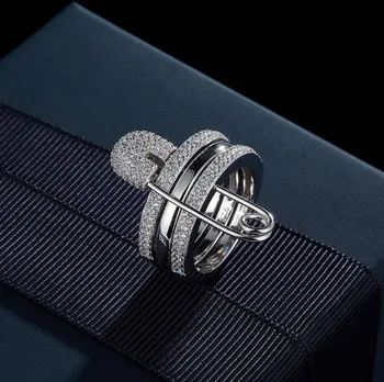 

2017 New Popular Micro Pave Cubic Zircon Fashion 3 Circle Sets Buckle Ring Silver Plated Removable Knuckle Rings for Women