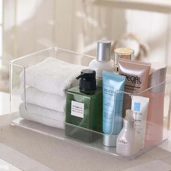 

Fashion Plastic Frame Storage Organizer Case Desktop Transparent Crystal Cosmetic Boxes Multi-functional Supporter Content Box