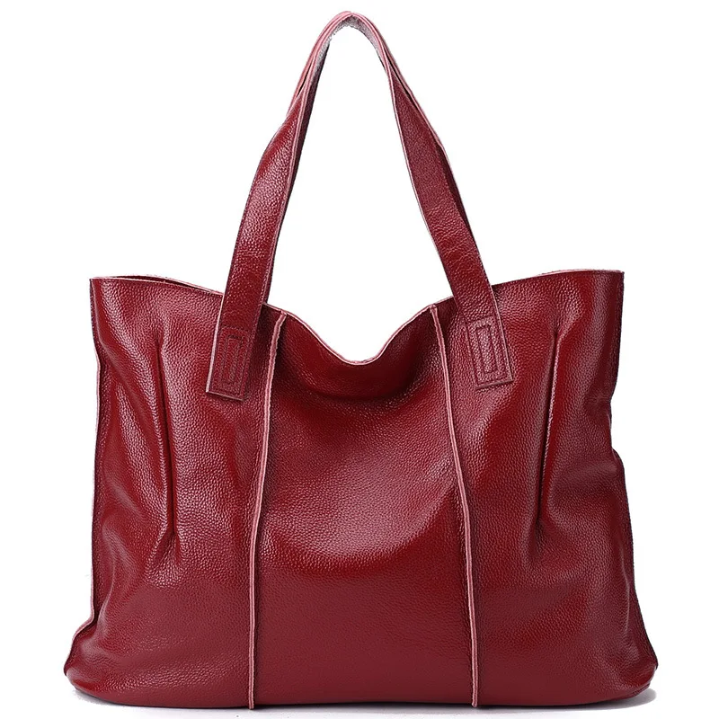 

Luxury Brand Designed Genuine Leather Women Handbag Large Capacity Female Tote Bag Solid Casual Leather Bags Women Zipper