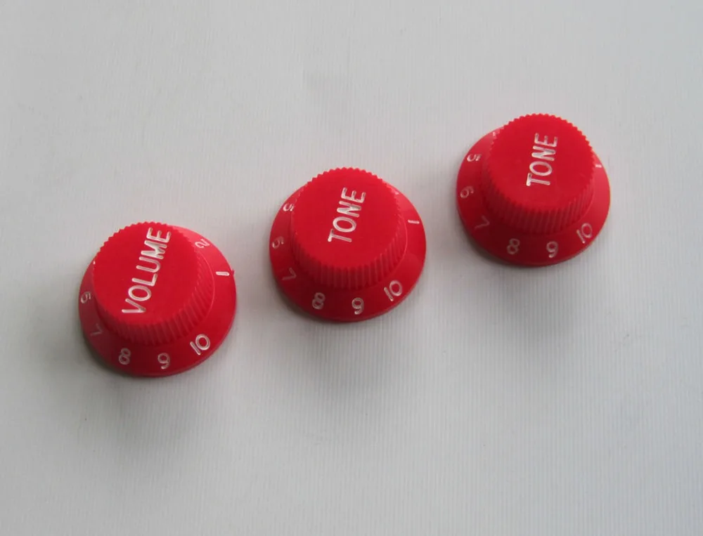 KAISH Set of 3 Red with White ST Guitar Knobs Volume & Tone Knobin Guitar Parts & Accessories