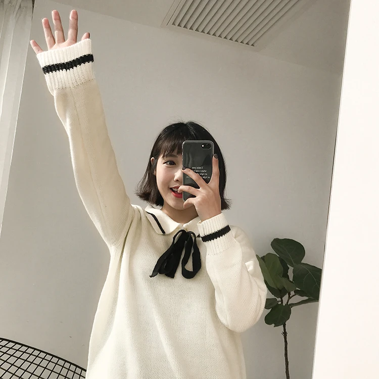 Ulzzang свитер женский корейский Харадзюку осенние японские студенческие универсальные свитера Харадзюку пуловеры Рождественский свитер