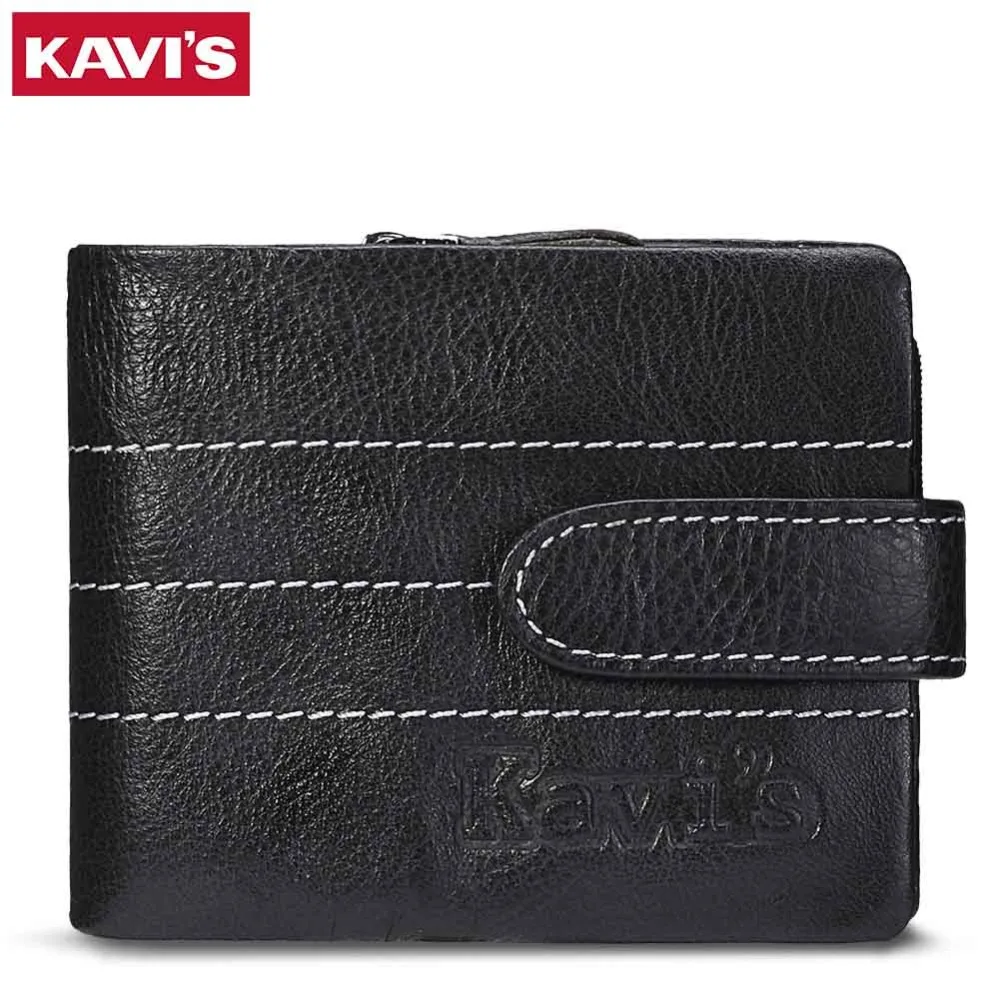 

KAVIS Fashion Genuine Leather Wallet Men Male Cuzdan Walet Portomonee Rfid PORTFOLIO Perse and Coin Purse Small Mini Money Bag