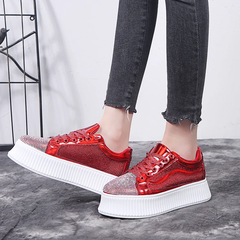 

2019 Summer Bling Fashion Women Running Shoes Glitter Flats Platform Loafers Thick Bottom Shoes Women Sneakers Chaussure Femme