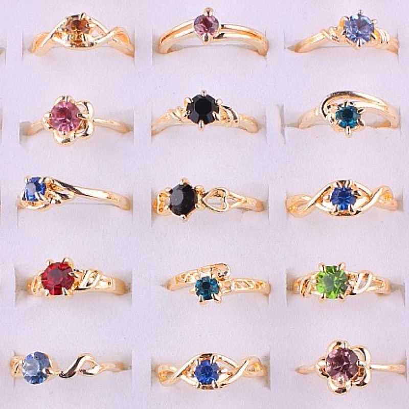 

QianBei Wholesale 50pcs/set New Female Jewelry Crystal Rhinestone Ring Rose Gold Color Women Rings Engagement Wedding Ring