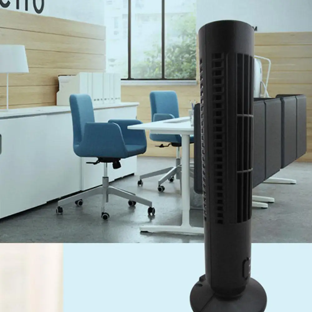 Adoolla USB Vertical Bladeless Fan Mini Air Conditioner Fan Desk Cooling Fan Home Office Table Tower Fan