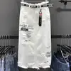 Jupe en jean pour femmes, nouvelle mode printemps été 2022, taille haute, à lettres, sac blanc, hanches, décontracté ► Photo 1/5