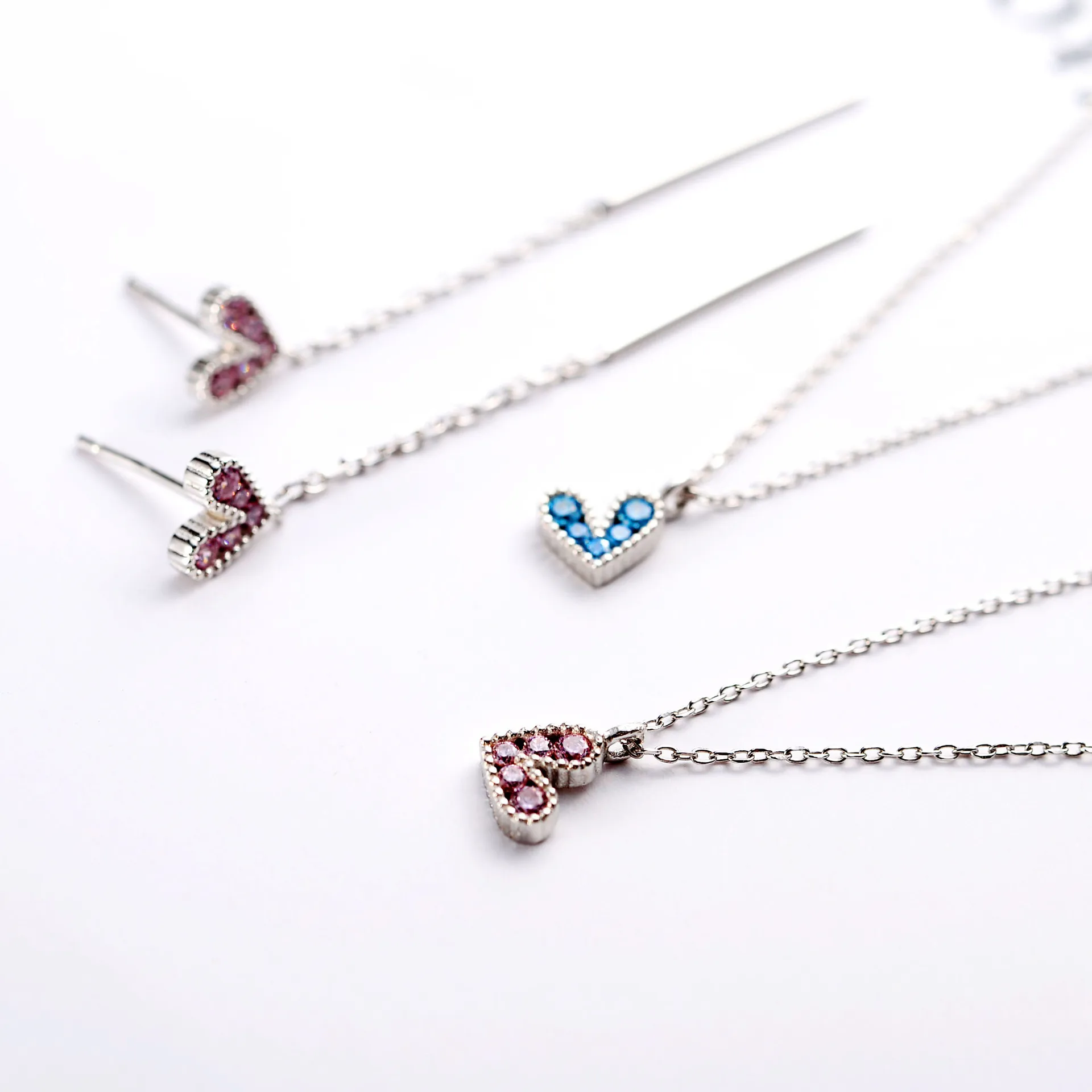 heart zircon simple necklace woman 100% 925 Sterling silver nacklace Jewellery Clavicle chain pendant charms gift