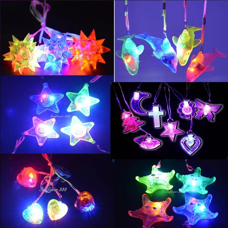 

Light Up Jelly Star Heart LED Flashing Necklace Pendants Cosplay Props For Kids Children Adult Party Gift Wedding Festival