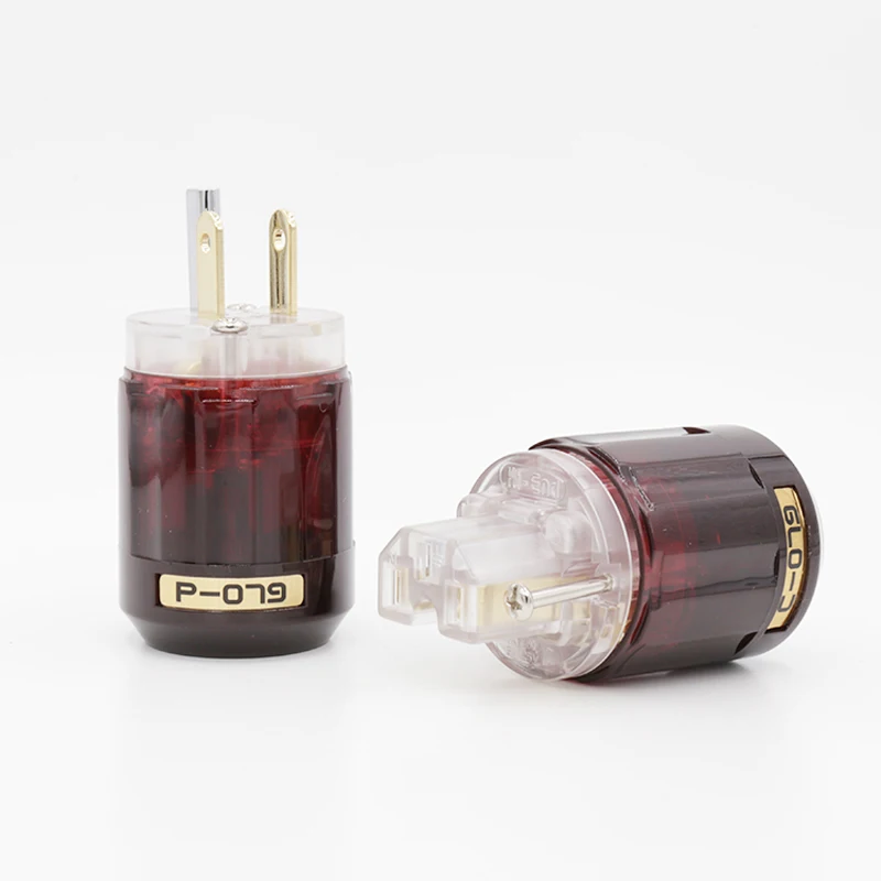 

Free shipping pair Oyaide pure copper P-079 24k Gold Plated US Power plug C-079 IEC Connector For audio power cable