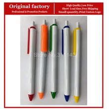 Дизайн пользовательские ручки белый пластиковый шар-точка ручка в синие чернила для компании