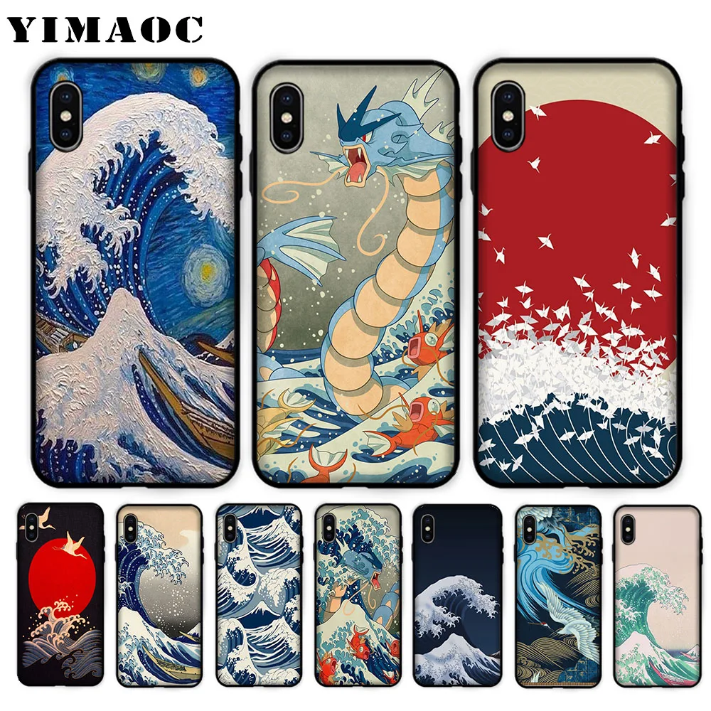 

YIMAOC Wave Art Japanese Green Soft Case for iPhone XS Max XR X 7 8 6 6S Plus 5 5S SE