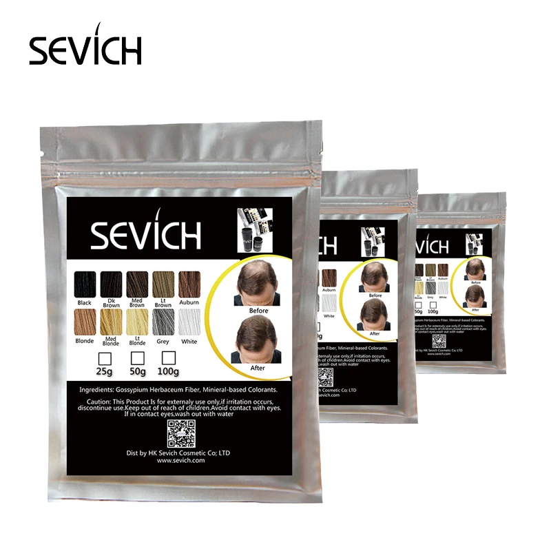 Sevich Refill Bag 100 г продукты для выпадения волос, густые волосы для наращивания волос, 10 цветов порошок для роста волос