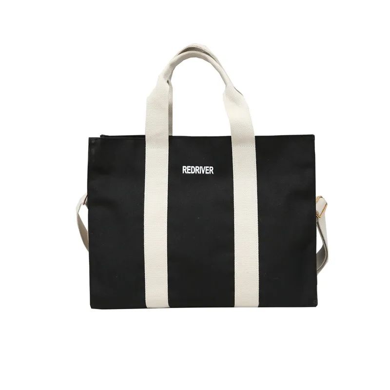 Брендовая холщовая большая женская сумка, сумочка, дизайнерская сумка-мессенджер на плечо, сумки-тоут,, Sac bandouli re femme 19002 - Цвет: Черный