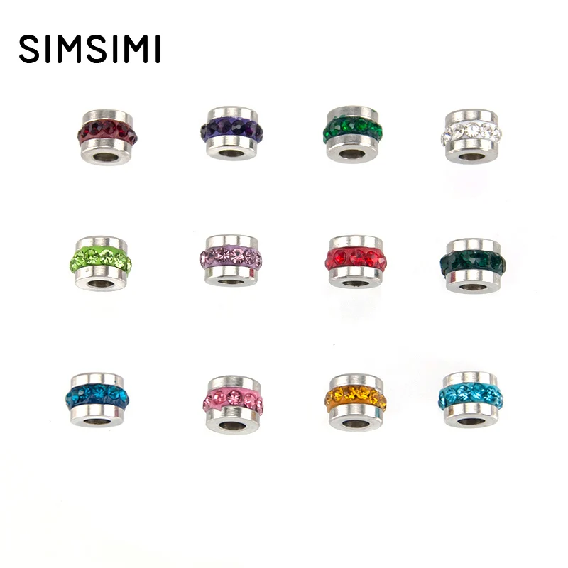 

Simsimi Stainless steel 12pcs/lot mixed Birth lucky stones 12color charm 6mm slide charm jewelry making (Jan-Dec) gifts