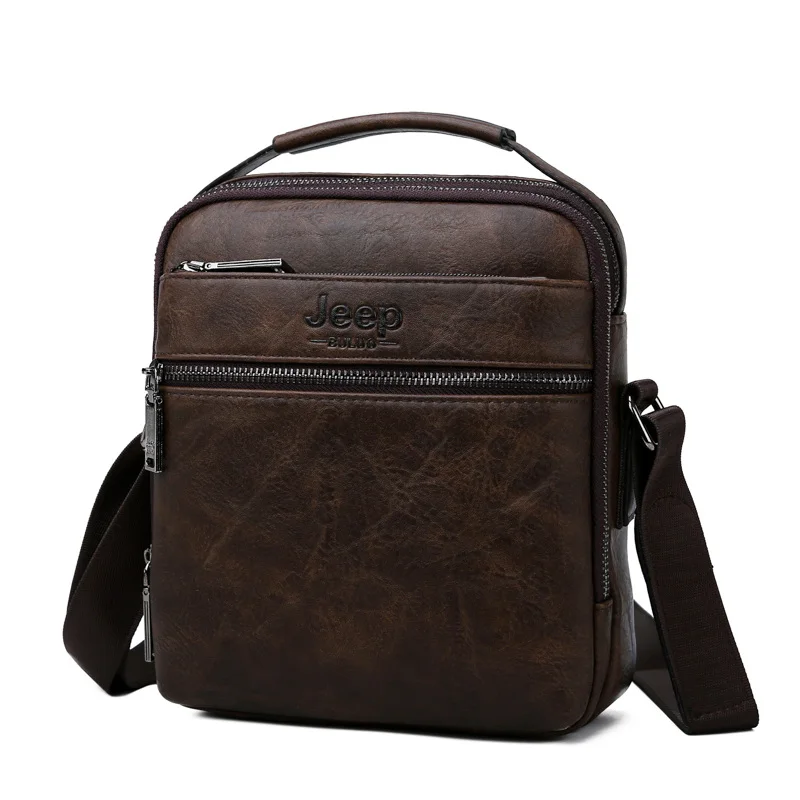Мужская сумка из спилка jeep buluo, оранжевая однолямочная сумка из кожи, деловая сумка для документов, портфель на плечевом ремне, все сезоны - Цвет: 3105-2-Brown