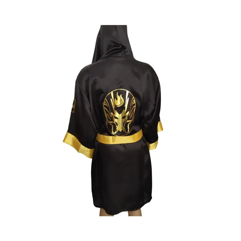 

GOLDDEN Black Boxer Robe Cosplay Costume Sports Boxing COUPLE Robe ADULT Boxing Training Bathrobe Boxer Battle Uniform