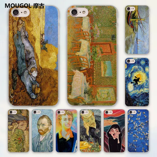 mougol flower vincent van gogh starry night design hard clear case