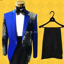Высокое качество ретро джентльмен мужские костюмы пайетки смокинг для жениха Производительность одежда Свадьба Пром Блейзер Куртка+ брюки