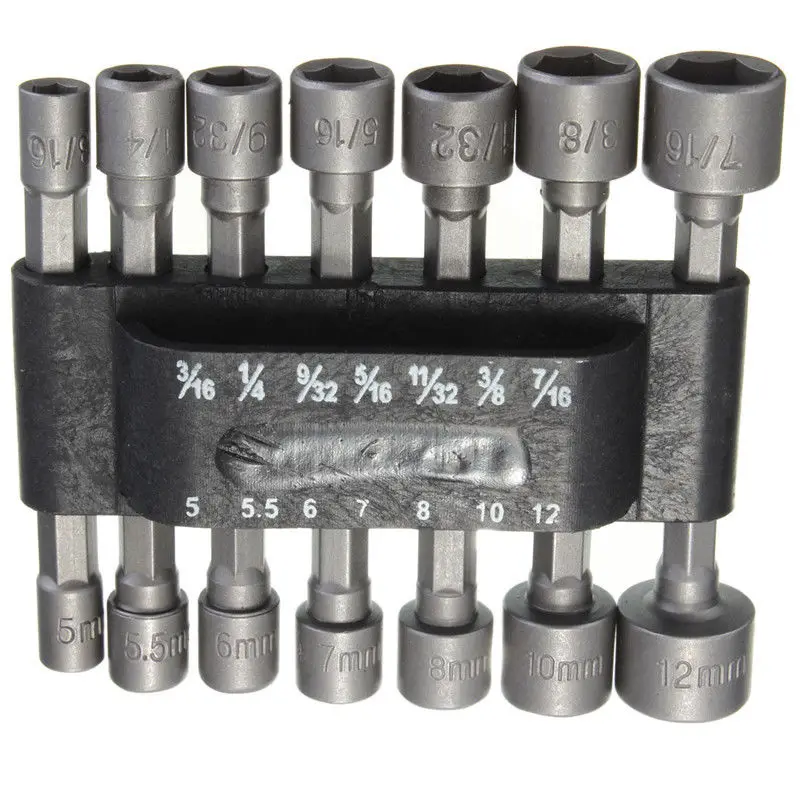 Binoax 14pcs/set Power Nut Driver Drill Bit Set Metric Socket Wrench