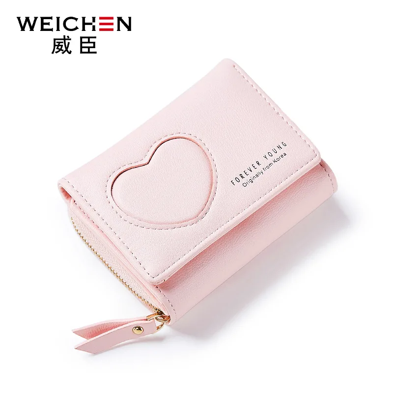 

Pu Leather Card Holder Heart Women Wallet Zipper Hasp Small Women Wallets Clutch Wallet Ladies Money Coin Bag Female Purse
