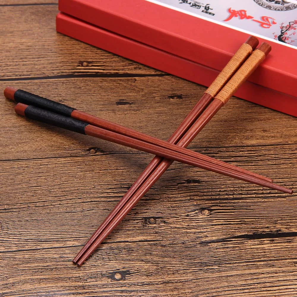 Ручной работы Японский Натуральный каштан деревянные палочки для еды набор ценный подарок суши китайская еда галстук линия Y