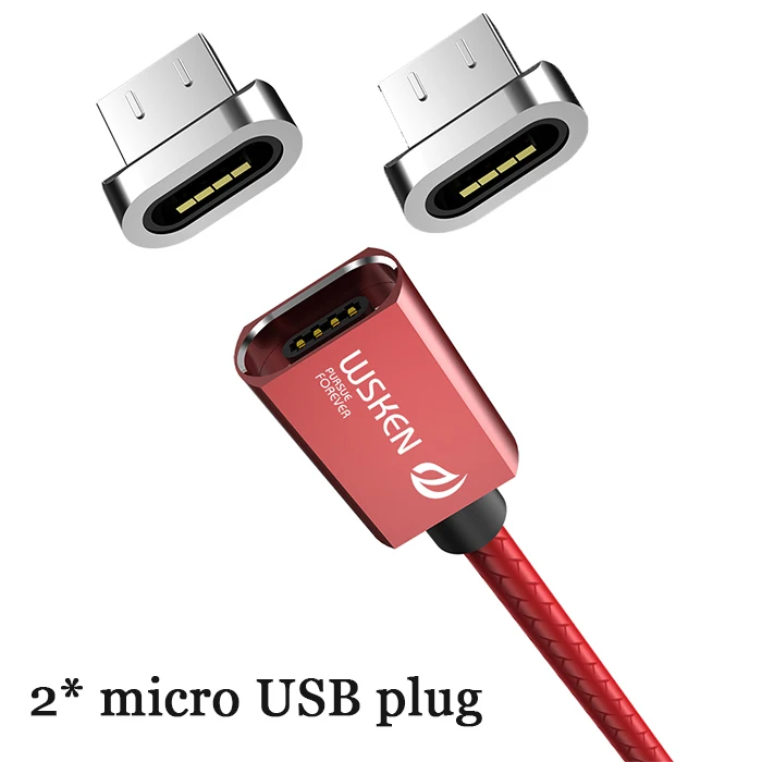 WSKEN кабель Micro USB Магнитный зарядный кабель для iPhone Xs Max Xr type C USB C Быстрая зарядка данных для samsung S9 Note8 S8 type-C - Цвет: microUSB with 2 plug