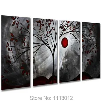 

Hot Hand-painted Sun Tree Spring Artwork Oil Painting on Canvas 4 Piece Modern Set Home Wall Art For Living Room Abstract Decor