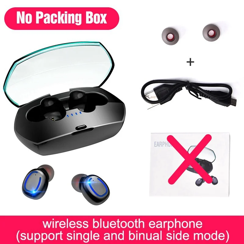 Bluetooth наушники Bleuthoot 5,0, беспроводные наушники, Tws, спортивные наушники, свободные руки, наушники, наушники, гарнитура с микрофоном - Цвет: Black without Box