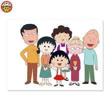 Мультфильм аниме, DIY Цифровая живопись, украшения комнаты, Chibi Maruko-chan счастье семья портрет