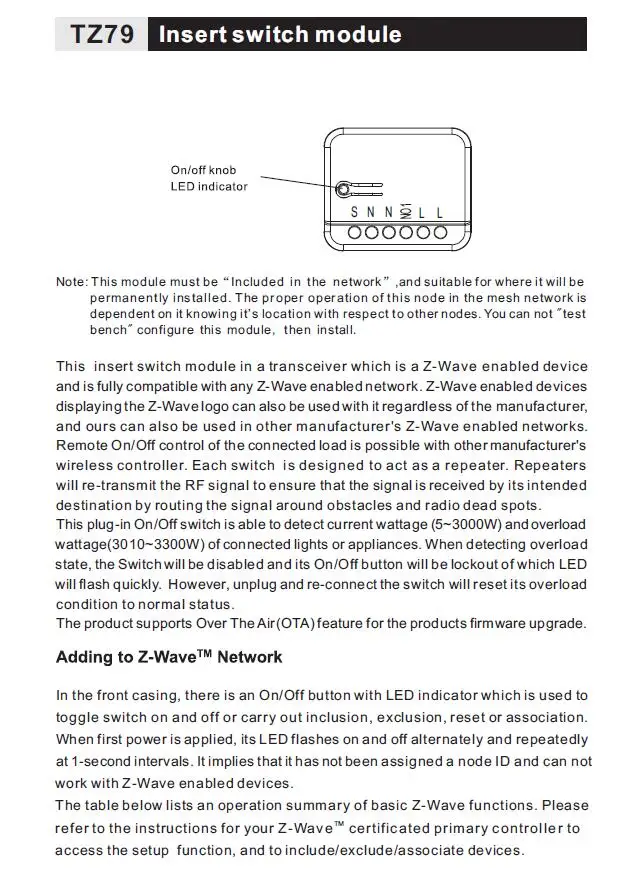 Z-wave plus одиночный релейный переключатель TZ79 3000 Вт нагрузка с функцией счетчика мощности поддержка ЕС 868,42 МГц США 908,42 МГц AU 921,42 МГц