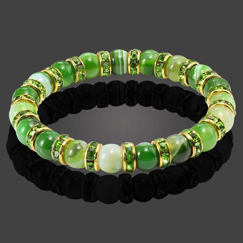 

High Quality Natural Stone Round Beads Bracelets & Bangles Women Crystal Jewelry Strand Bracelets Elasticity Rope Men Bracelet