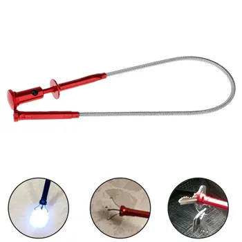 

1pcs Home Toilet Gadget Sewer Cleaning Pickup Tools Magnet 4 Claw Flexible Pick Up Tool LED Light Magnetic Long Spring Grip