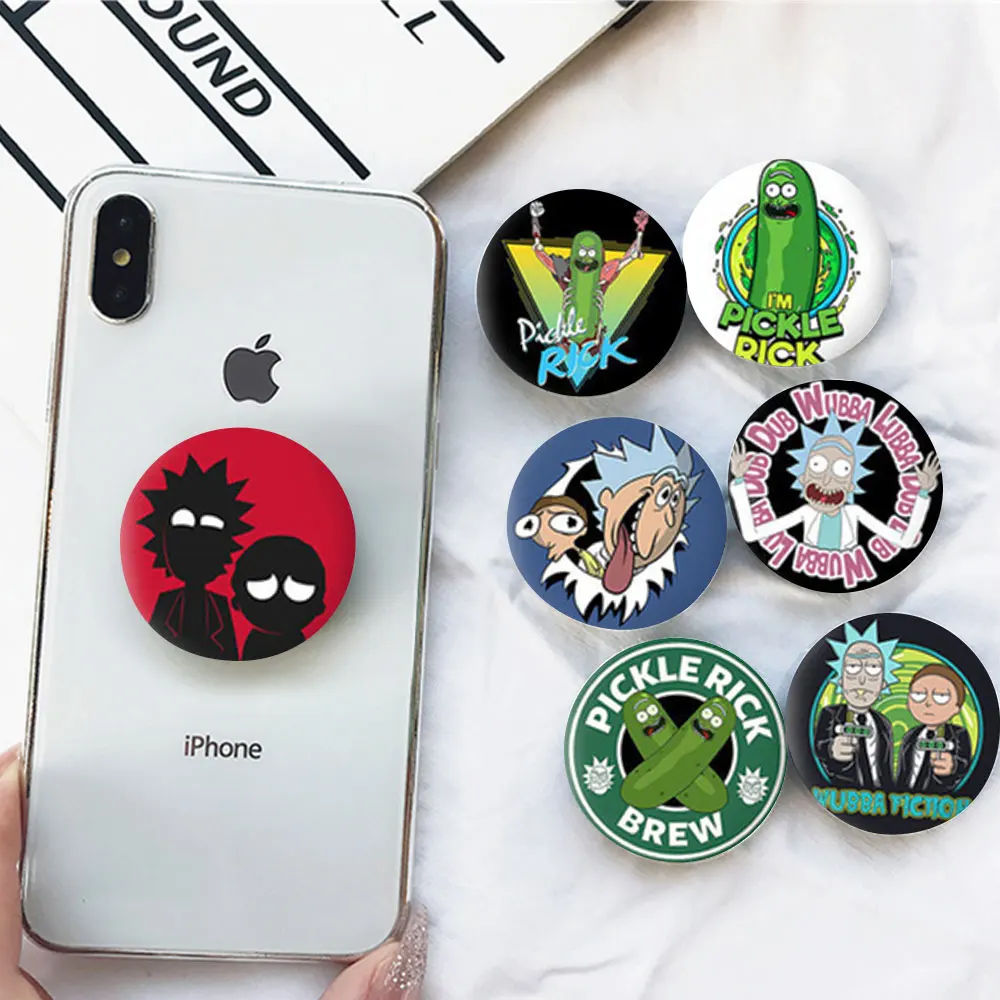 

Giancomics Hot Anime Rick and Mori Mobile Phone Bracket Rick Morty Logo Stand Anti-Drop Extensible Airbag Cell Phone Holder Part