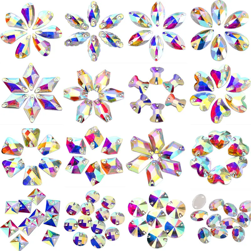 

Resin All Shapes Crystal AB Resin Round Sew On Rhinestones Flatback Sew-on Rhinstone Crystal Sewing Rhinestone For Garment B3688