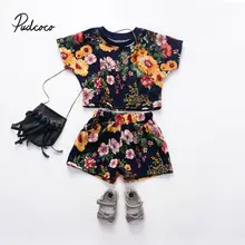 Комплект одежды для новорожденных из 2 изделий детская одежда для малышки короткий рукав с регулирующей пряжкой свободные топы+ Короткие штаны Одежда, летняя одежда, комплект