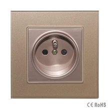 Роскошный французский разъем Золотой Кристалл Стекло переключатель 2 Pin французский настенный разъем, закаленное стекло панель