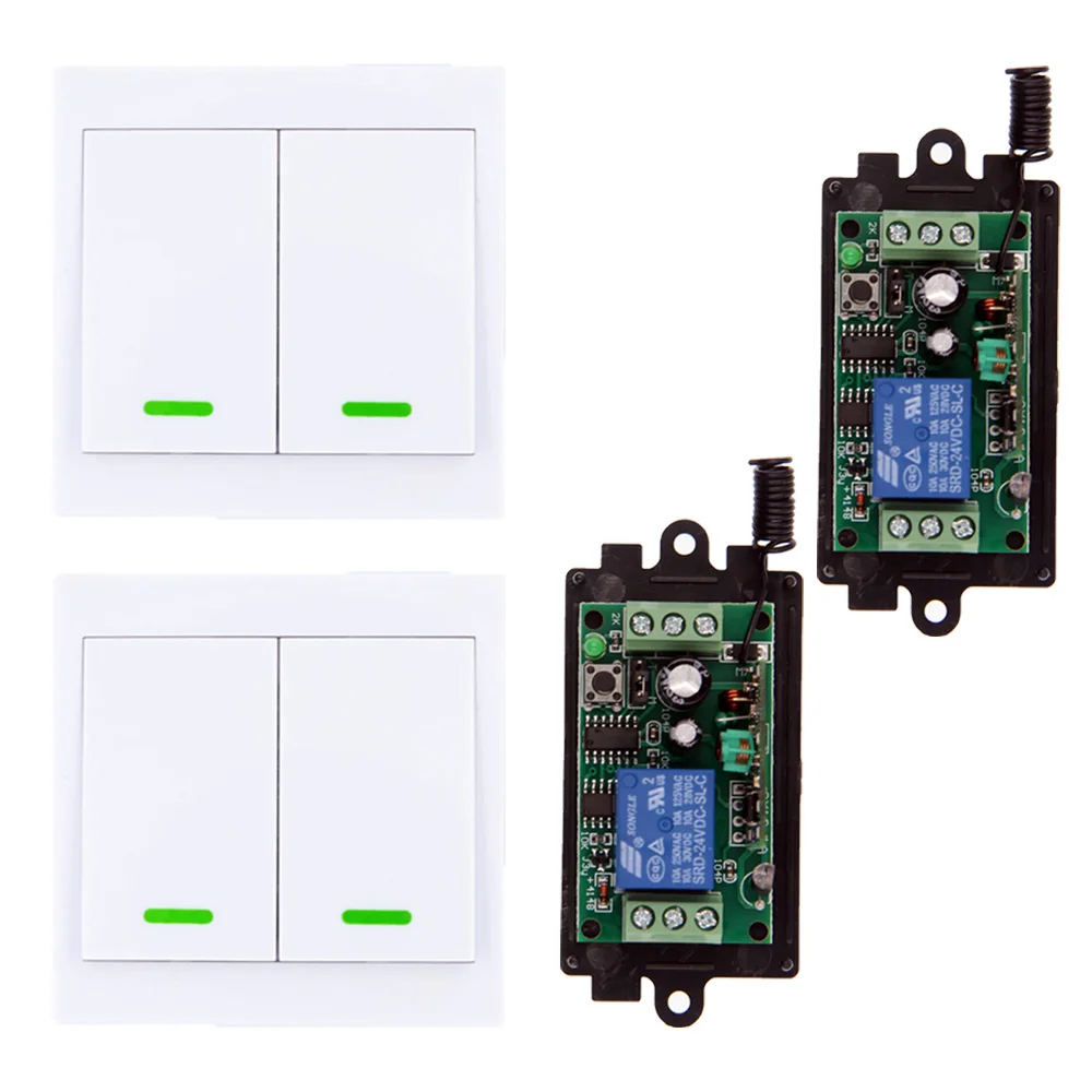 

DC 9V 12V 24V 1 CH 1CH RF Wireless Remote Control Switch System Receiver+ 2CH Wall Panel Transmitter,Toggle