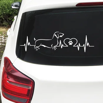 

18CM*5CM Dachshund Electrocardiogram Vinyl Car Sticker Paw Black/Silver DW-096