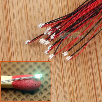 

T0603 20pcs Pre-soldered micro litz wired leads GREEN SMD Led 0603 NEW