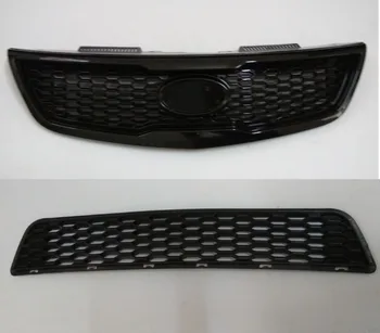 

Black Upper Lower Front Bumper Mesh Grille Gril For Kia Forte 2009-2012 2PCS