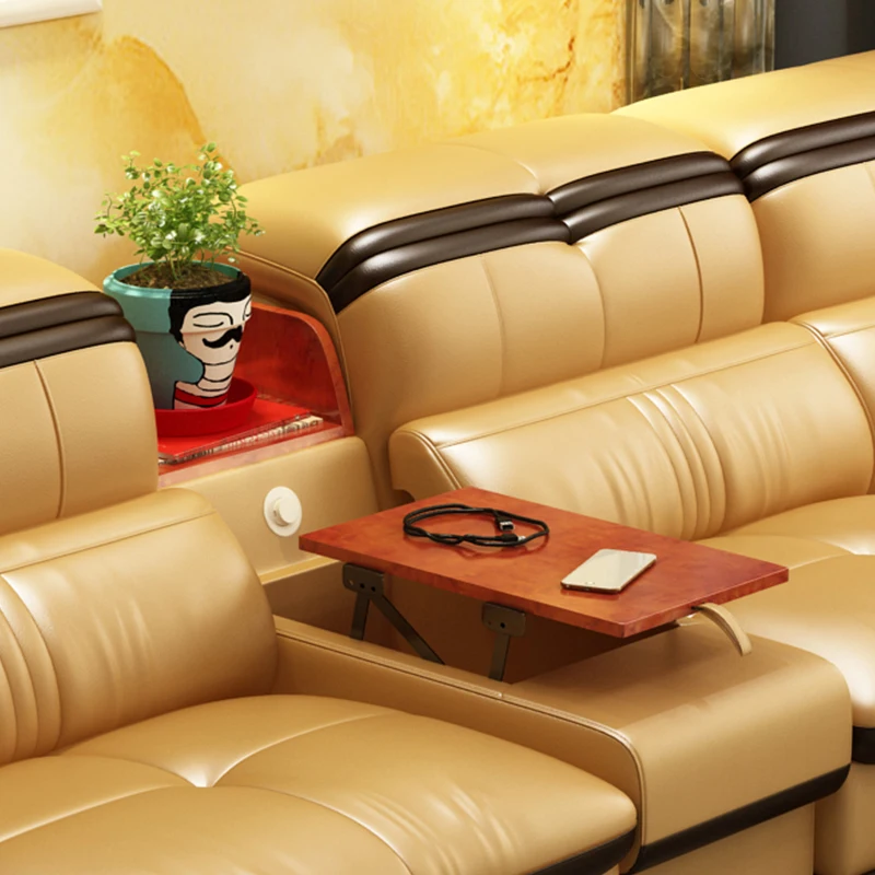 Living Room Sofa storage corner real genuine leather sofas salon couch puff asiento muebles de sala canape L shape sofa cama