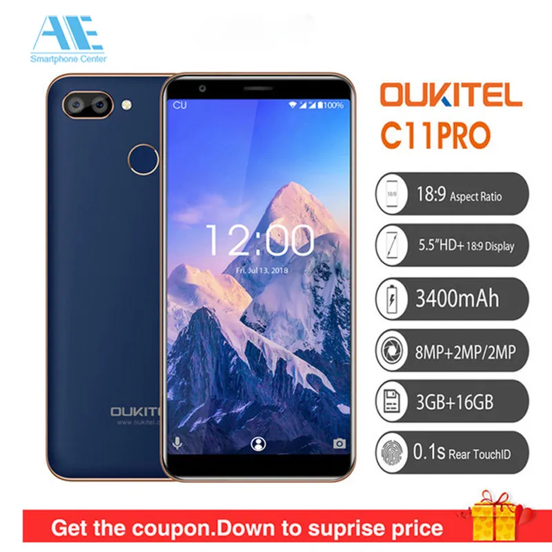 OUKITEL C11 Pro 5 &quot18:9 3G ram 16G rom Android 8 1 мобильный телефон MTK6739 четырехъядерный 8MP + 2MP/2MP