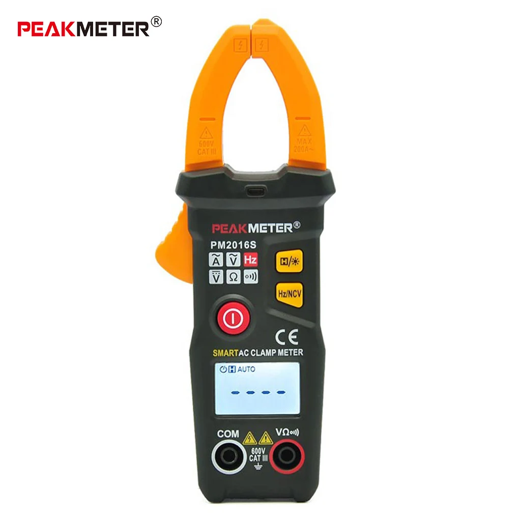 

PEAKMETER PM2016S PM2016A Smart Mini Digital AC Clamp Meter Multimeter with Resistance Frequency Data Hold NCV Tester
