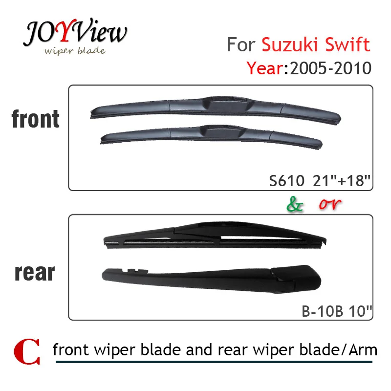 S610 21"+18" Front Wiper Blade and Rear Wiper Arm Blade for SUZUKI