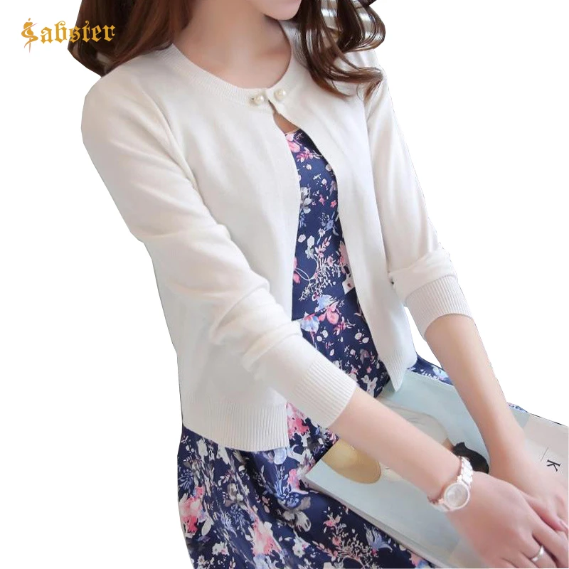 2018 Spring Autumn Sweater Women Cardigan Solid Color Pearl One Button Women's Long Sleeve Elegant Lady Tops |