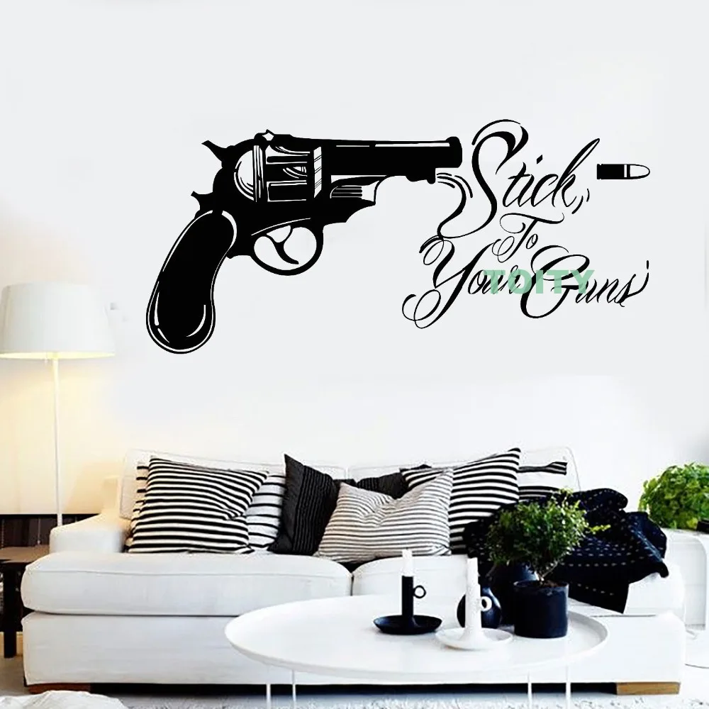 Buy Vinyl Wall Decal Revolver Quote Bullet Stick To