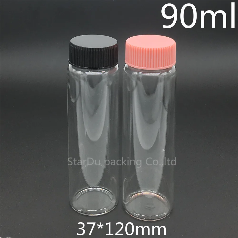 10pcs/lot 37*120mm 90ml Screw Neck Glass Bottle With Plastic Cap For Vinegar Or alcohol carft/storage Candy | Красота и здоровье